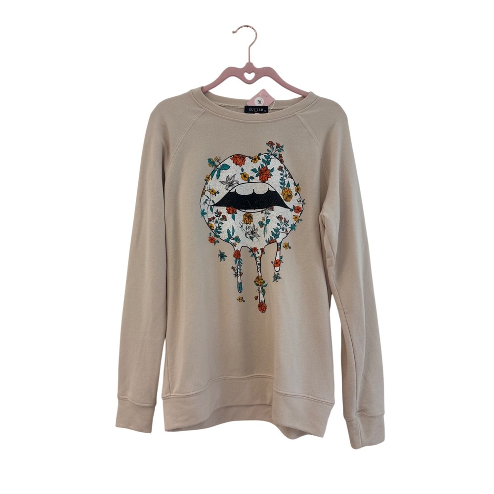 Zutter USA Crewneck Pullover Sweater Lips Womens S French Terry NEW
